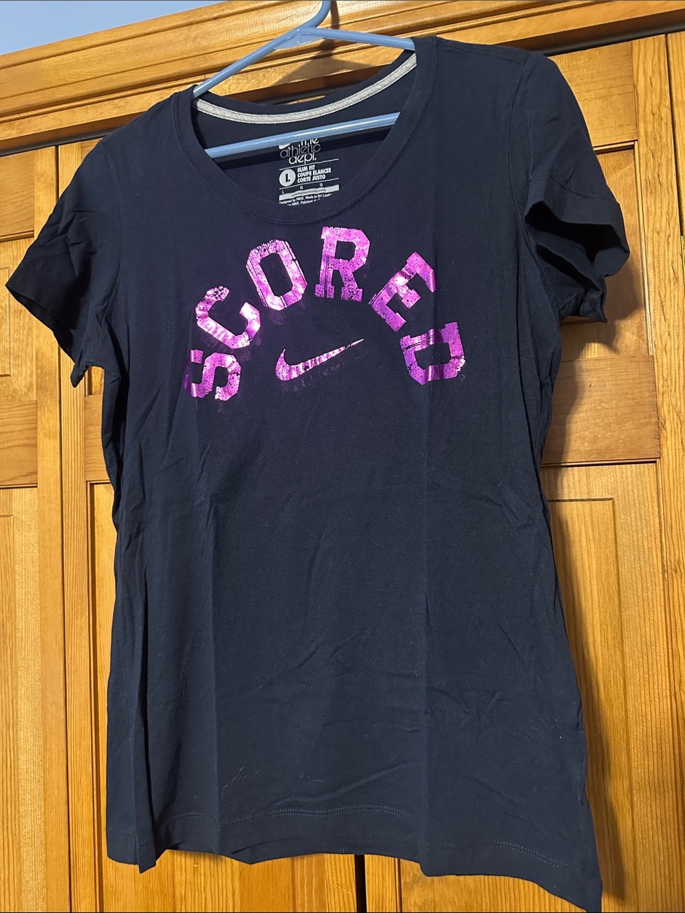 Nike Women’s Black Short-Sleeve Tee with Pink 'SCORED' Graphic